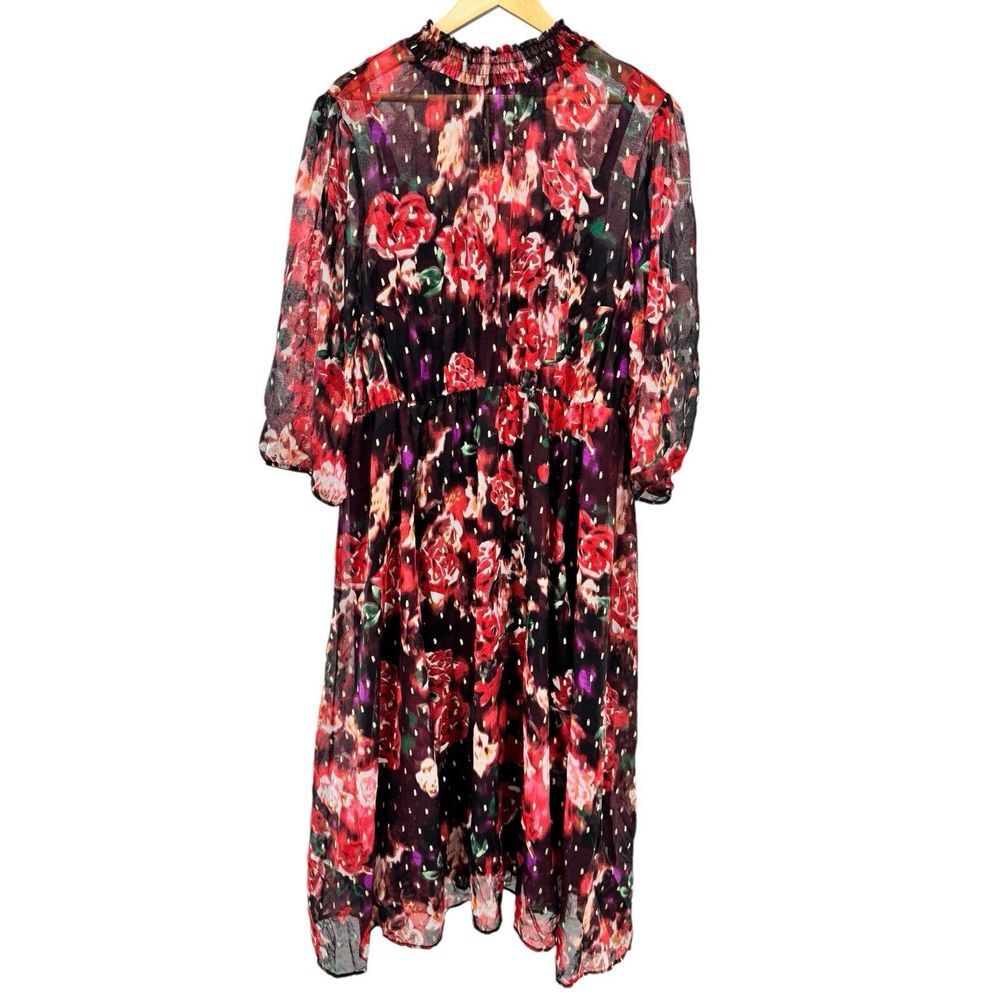Torrid Black and Red Floral Midi Dress